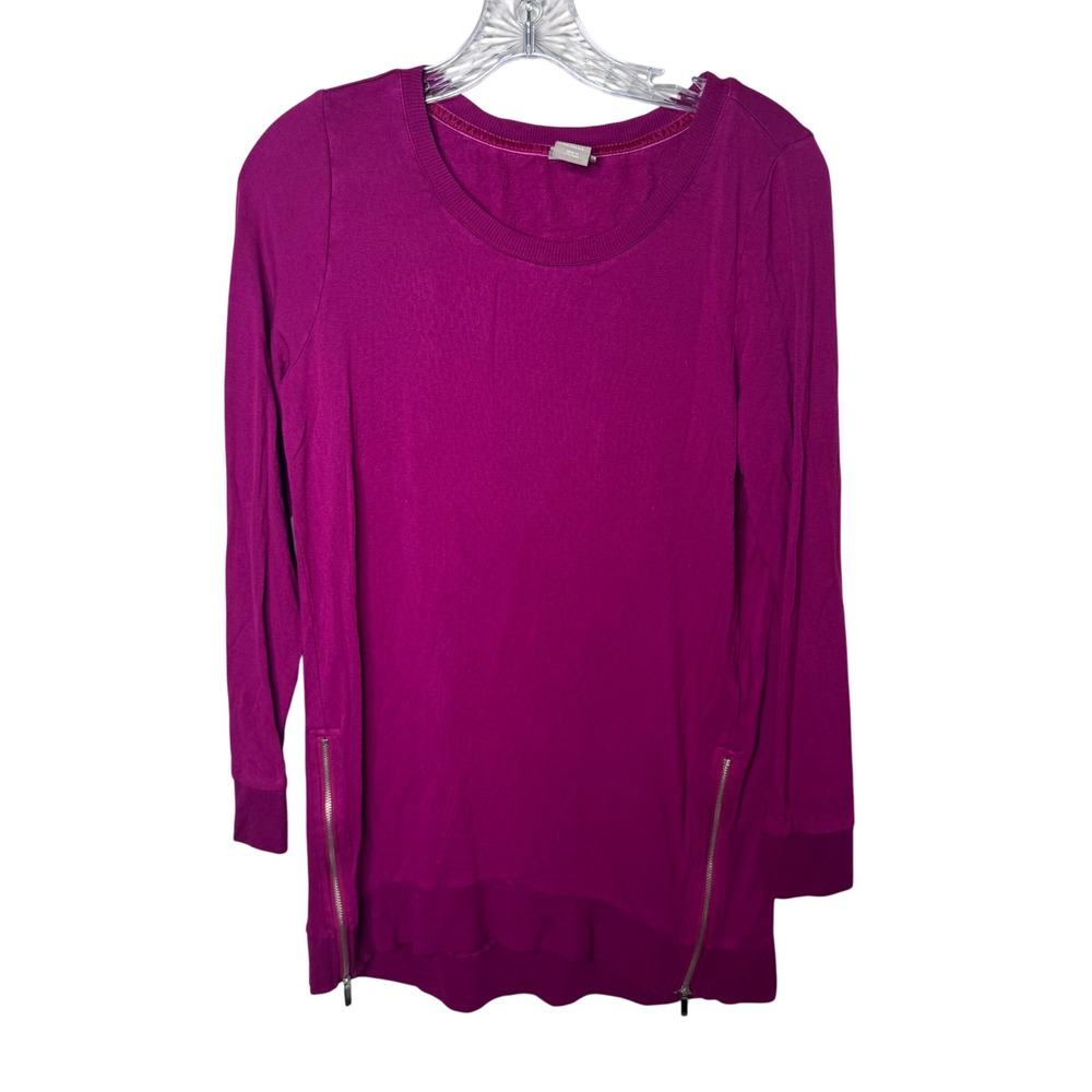 CHICOS ZENERGY Fuchsia Pink Long Sleeve Zipper Accent Tunic Top‎ Size 0